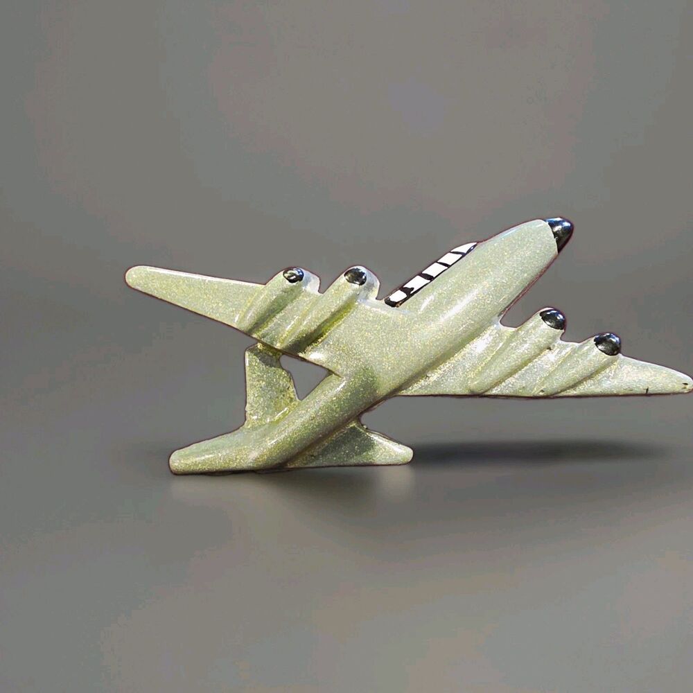 Silver Tone Airplane Brooch Pin Transportation Theme Unisex Adults